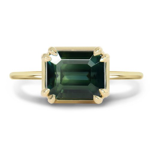 Evelyn: Antique-Inspired Emerald Cut Green Sapphire Ring | Ken & Dana